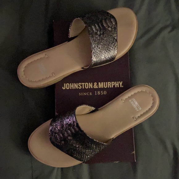 Johnston&Murphy Raney Leather Sandal Black Snake 7 - Picture 2 of 4